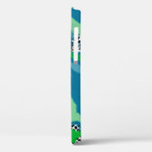 セージ緑と青、黒と白のドット抽象芸術 Case-Mate iPhoneケース (裏面 / 左)