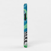 セージ緑と青、黒と白のドット抽象芸術 Case-Mate iPhoneケース (裏面/右)