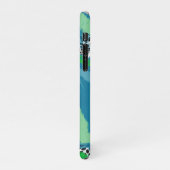 セージ緑と青、黒と白のドット抽象芸術 iPhoneケース (左側)