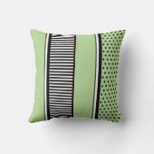 セージ緑と黒の水玉模様ライン抽象芸術 クッション (裏面)