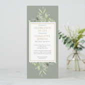 セージ緑のお祝い生活葬儀サービス 招待状 (スタンド正面)