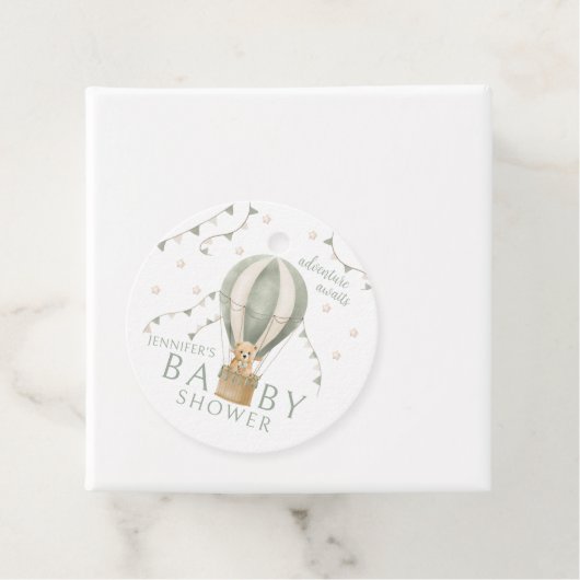 セージ緑のアドベンチャーテディベイビーシャワーありがとう フェイバータグ (インサイチュ)