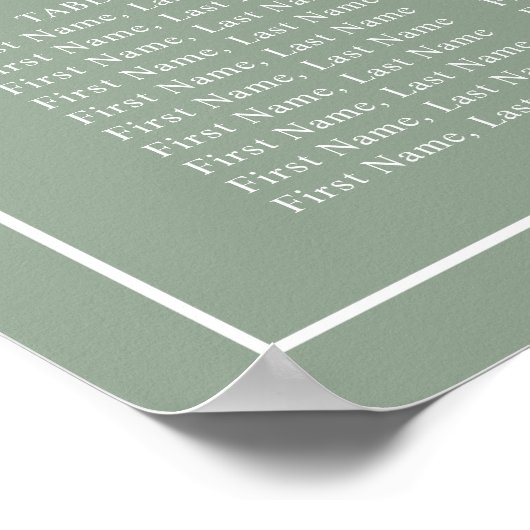 セージ緑のアーチのミニマリストの洗礼のシーティングチャート ポスター (角)