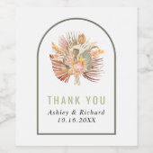 セージ緑のアーチパンパスグラスありがとうござ結婚う ワインラベル (シングルラベル)