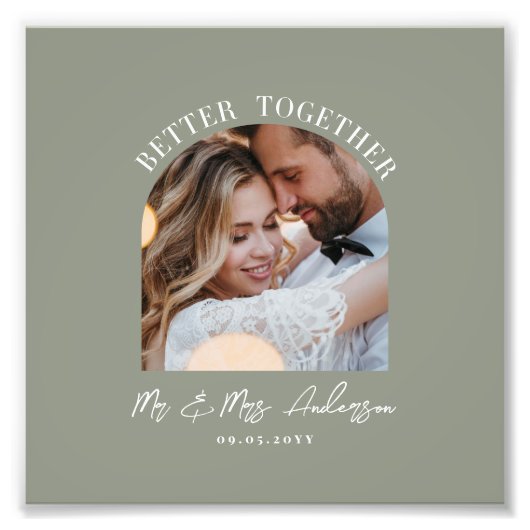 セージ緑のアーチフォト結婚のギフトホームデコール フォトプリント            (正面)