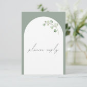 セージ緑のアーチ植物体結婚の食事選択 出欠カード (スタンド正面)