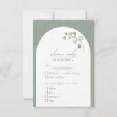 セージ緑のアーチ植物体結婚の食事選択 出欠カード (裏面)