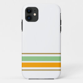 セージ緑のイエローエッジレースストライプズオンホワイト iPhone 11 ケース
