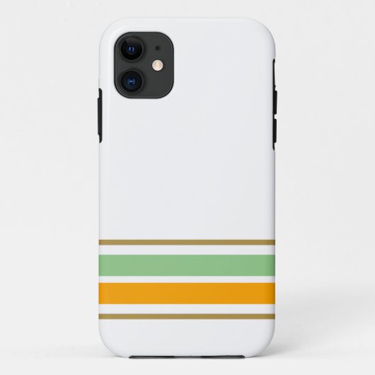 セージ緑のイエローエッジレースストライプズオンホワイト Case-Mate iPhoneケース (裏面)