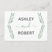 セージ緑のウェディングレセプションカード、植物学 エンクロージャーカード (裏面)
