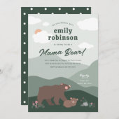 セージ緑のウッドランドマウンチアンママベビーベイビーシャワー 招待状 (正面/裏面)