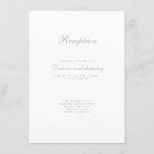 セージ緑のエレガミニマルントウェディングエンクロージャカード エンクロージャーカード (正面)