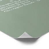 セージ緑のオリーブの葉の結婚アルファベットの座席 ポスター (角)