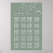 セージ緑のオリーブ結婚リーフの20テーブル席 ポスター (正面)