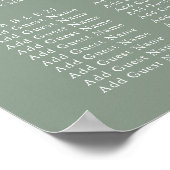 セージ緑のオリーブ結婚リーフの30テーブル席 ポスター (角)