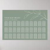 セージ緑のオリーブ結婚リーフの30テーブル席 ポスター (正面)