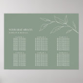 セージ緑のオリーブ結婚リーフの6テーブル席 ポスター (正面)