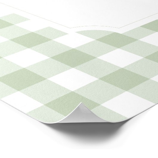 セージ緑のギンガムアヒル赤ちゃんシャワー歓迎サイン ポスター (角)