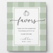 セージ緑のギンガムカボチャの好意サイン フォトプラーク (正面)