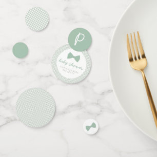 セージ緑のギンガムバータイベビーシャワー コンフェッティ