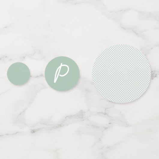 セージ緑のギンガムバータイベビーシャワー コンフェッティ (裏面)