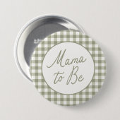 セージ緑のギンガムベビーシャワーママになる 缶バッジ (正面&裏面)