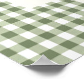 セージ緑のギンガムベビーシャワー招待状とボウ ポスター (角)