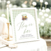 セージ緑のギンガムマーケットの花のバー ポスター