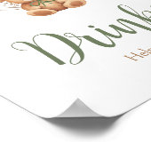 セージ緑のクマのバルーンベビーシャワードリンク ポスター (角)