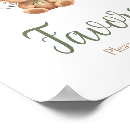 セージ緑のクマのバルーン赤ちゃんシャワーの好意 ポスター (角)