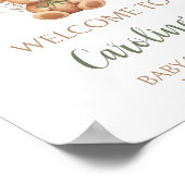 セージ緑のクマのバルーン赤ちゃんシャワーへようこそ ポスター (角)