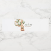 セージ緑のクマのバルーン赤ちゃんシャワー ペットボトルラベル (シングルラベル)