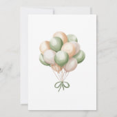 セージ緑のクマのバルーン赤ちゃんシャワー 招待状 (裏面)