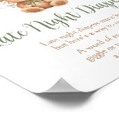 セージ緑のクマ気球の深夜おむつ ポスター (角)