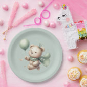 セージ緑のクマ赤ちゃんシャワー ペーパープレート (パーティー)