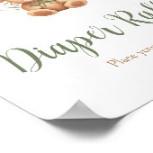 セージ緑のクマ赤ちゃんバルーンシャワーおむつラッフル ポスター (角)