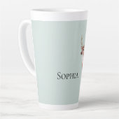 セージ緑のクリスマスパーソナライズされた鹿 カフェラテマグ (左アングル)