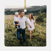 セージ緑のクリスマスミニマル植物写真 セラミックオーナメント (裏面)