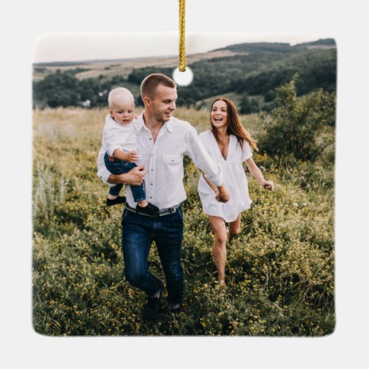 セージ緑のクリスマスミニマル植物写真 セラミックオーナメント (裏面)