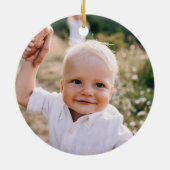 セージ緑のクリスマスミニマル植物写真 セラミックオーナメント (裏面)