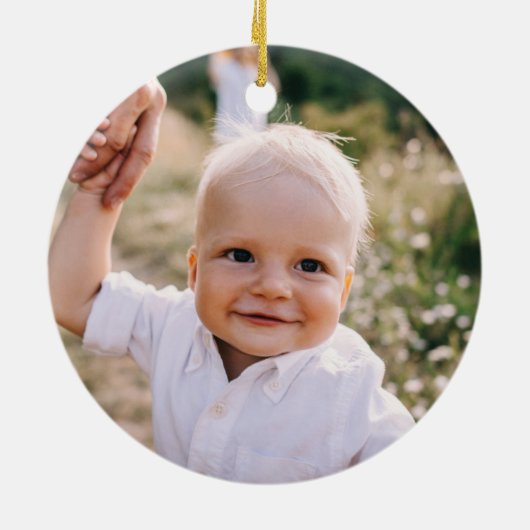 セージ緑のクリスマスミニマル植物写真 セラミックオーナメント (裏面)