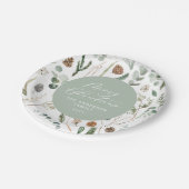 セージ緑のクリスマスミニマル植物学 ペーパープレート (アングル)