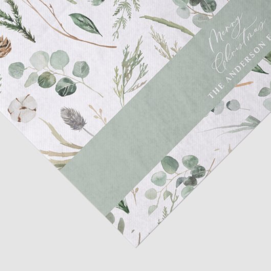 セージ緑のクリスマスミニマル植物学 薄葉紙 (詳細)
