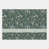 セージ緑のクリスマスモダンボミニマルタン ラッピングペーパーシート (正面3)