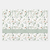 セージ緑のクリスマスモダンボミニマルタン ラッピングペーパーシート (正面)