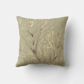 セージ緑のクリーム水の色の枝 クッション (裏面)