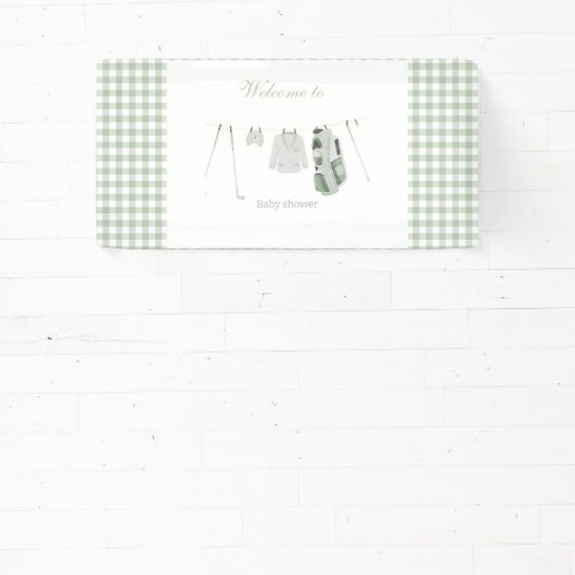 セージ緑のゴルフベビーシャワー 横断幕 (インサイチュ)
