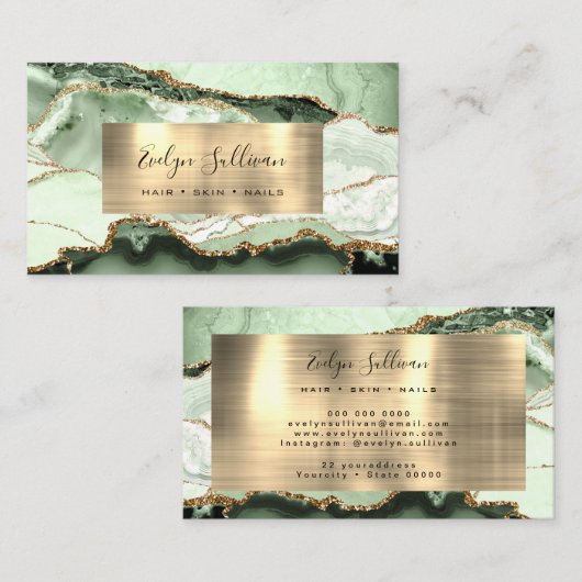 セージ緑のシェードと金ゴールドゲートの名刺 名刺 (正面/裏面)