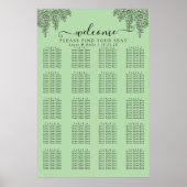セージ緑のシダの葉結婚の座席表 ポスター (正面)