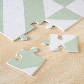 セージ緑のジオメトリックデコキューブパターン ジグソーパズル (側面)